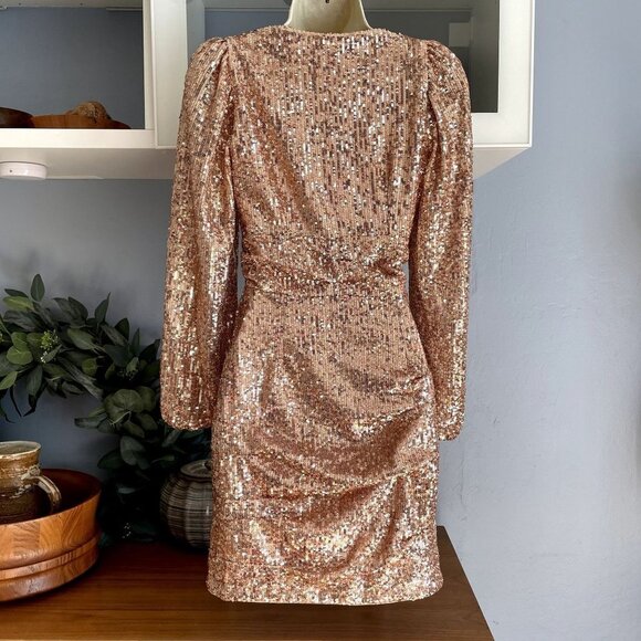 Maje Ripaillette Ruched Sequin Mesh Mini Dress - Picture 2 of 8